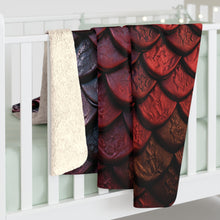 Load image into Gallery viewer, Dragon Scales Shades of Crimson Sherpa Fleece Blanket Throw