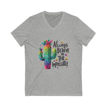 Load image into Gallery viewer, Always Believe In The Impossible Short Sleeve V-Neck Tee