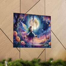 Load image into Gallery viewer, Moonlight Whispers: The Enchanted Swing Wall Art Premium Matte Horizontal Poster
