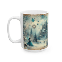 Load image into Gallery viewer, Snowflake Fairy Castle & Carriage Ceramic Mug, (15oz)