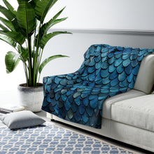 Load image into Gallery viewer, Dragon Scales Blue Dream Sherpa Fleece Blanket Throw