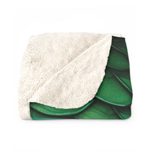 Load image into Gallery viewer, Dragon Scales Shades of Green Sherpa Fleece Blanket Throw