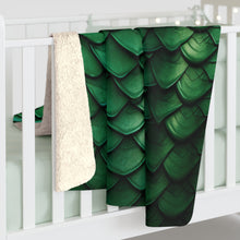 Load image into Gallery viewer, Dragon Scales Shades of Green Sherpa Fleece Blanket Throw