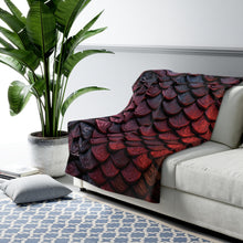 Load image into Gallery viewer, Dragon Scales Shades of Crimson Sherpa Fleece Blanket Throw