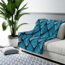 Load image into Gallery viewer, Turquoise Dragon Scales Sherpa Fleece Blanket Throw