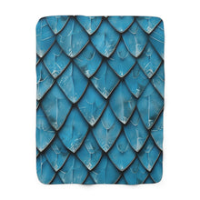 Load image into Gallery viewer, Turquoise Dragon Scales Sherpa Fleece Blanket Throw