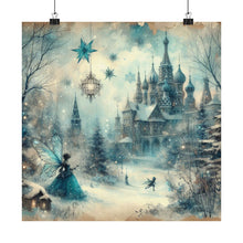 Load image into Gallery viewer, Snowflake Fairy Castle Winter Poster Wall Art in 3 Sizes