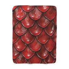Load image into Gallery viewer, Dragon Scales Shades of Blood Red Sherpa Fleece Blanket Throw