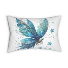 Load image into Gallery viewer, Ocean and Crystal Butterfly Lumbar Pillow – Vibrant Decorative Cushion for Home Decor