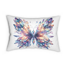 Load image into Gallery viewer, Ocean and Crystal Butterfly Lumbar Pillow – Vibrant Decorative Cushion for Home Decor