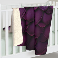 Load image into Gallery viewer, Dragon Scales Shades of Violet Sherpa Fleece Blanket Throw
