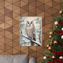 Load image into Gallery viewer, Owl in Winter Poster Wall Art in 3 Sizes