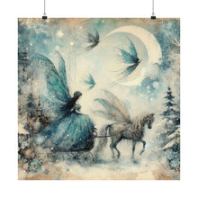 Load image into Gallery viewer, Moonlit Fairy Ride Winter Poster Wall Art in 3 Sizes