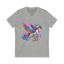 Load image into Gallery viewer, Unicorn Always Choose Love Short Sleeve V-Neck Tee