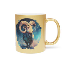 Load image into Gallery viewer, Aries Silver or Gold Metallic Coffee or Tea Mug