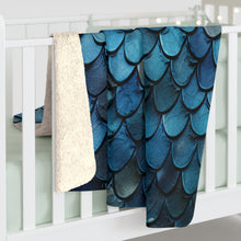 Load image into Gallery viewer, Dragon Scales Blue Dream Sherpa Fleece Blanket Throw