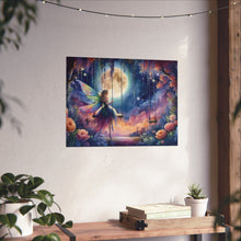 Load image into Gallery viewer, Moonlight Whispers: The Enchanted Swing Wall Art Premium Matte Horizontal Poster
