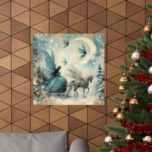 Load image into Gallery viewer, Moonlit Fairy Ride Winter Poster Wall Art in 3 Sizes