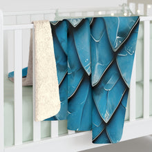 Load image into Gallery viewer, Turquoise Dragon Scales Sherpa Fleece Blanket Throw