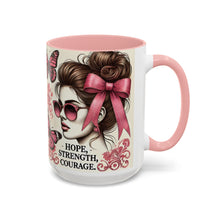 Load image into Gallery viewer, Hope Strength Courage Breast Cancer Survivor Coffee or Tea Mug (11 or 15 oz)