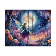 Load image into Gallery viewer, Moonlight Whispers: The Enchanted Swing Wall Art Premium Matte Horizontal Poster