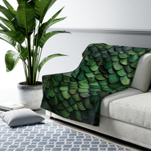 Load image into Gallery viewer, Forest Dragon Scales Sherpa Fleece Blanket Throw
