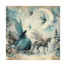 Load image into Gallery viewer, Moonlit Fairy Ride Winter Poster Wall Art in 3 Sizes
