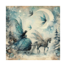 Load image into Gallery viewer, Moonlit Fairy Ride Winter Poster Wall Art in 3 Sizes
