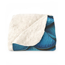 Load image into Gallery viewer, Dragon Scales Shades of Blue Sherpa Fleece Blanket Throw
