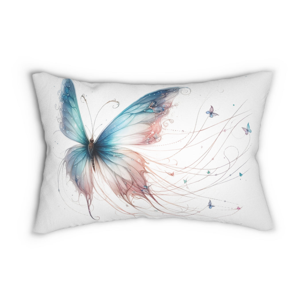 Elegant Butterfly Lumbar Pillow – Vibrant Decorative Cushion for Home Decor