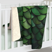 Load image into Gallery viewer, Forest Dragon Scales Sherpa Fleece Blanket Throw
