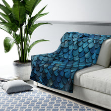 Load image into Gallery viewer, Dragon Scales Blue Dream Sherpa Fleece Blanket Throw
