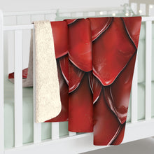 Load image into Gallery viewer, Dragon Scales Shades of Blood Red Sherpa Fleece Blanket Throw
