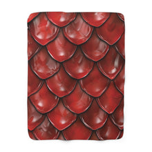 Load image into Gallery viewer, Dragon Scales Shades of Blood Red Sherpa Fleece Blanket Throw
