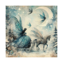 Load image into Gallery viewer, Moonlit Fairy Ride Winter Poster Wall Art in 3 Sizes
