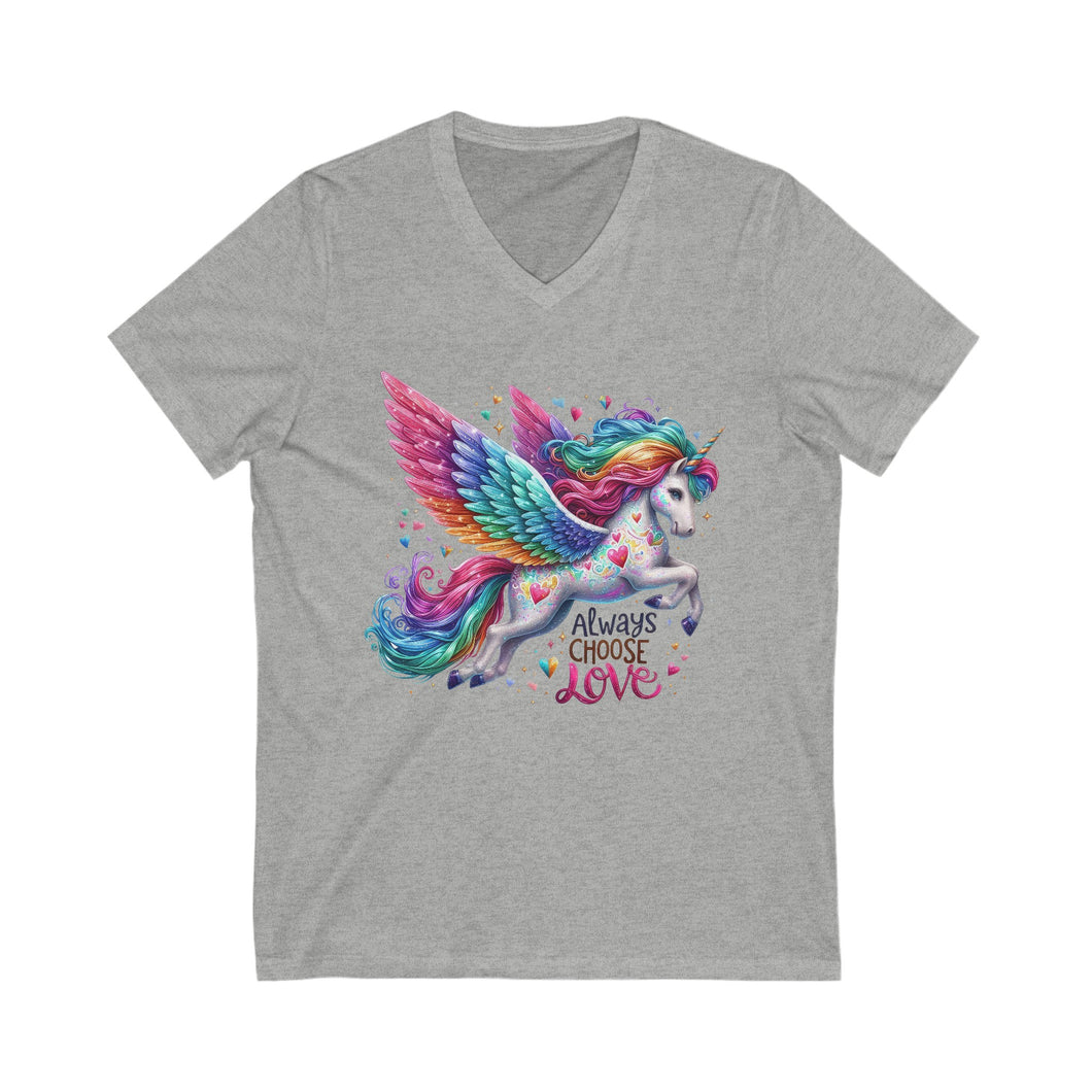 Unicorn Always Choose Love Short Sleeve V-Neck Tee