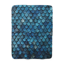 Load image into Gallery viewer, Dragon Scales Blue Dream Sherpa Fleece Blanket Throw
