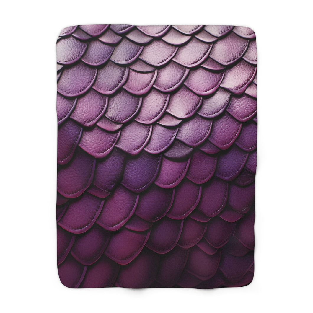 Dragon Scales Shades of Violet Sherpa Fleece Blanket Throw