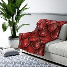 Load image into Gallery viewer, Dragon Scales Shades of Blood Red Sherpa Fleece Blanket Throw
