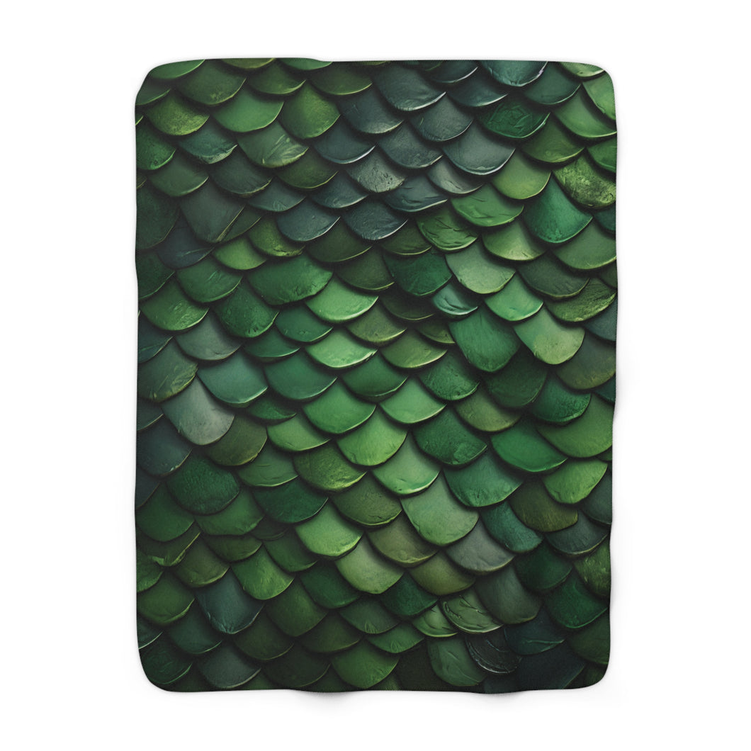 Forest Dragon Scales Sherpa Fleece Blanket Throw