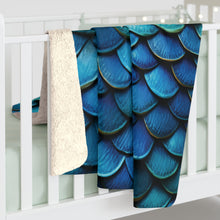 Load image into Gallery viewer, Dragon Scales Shades of Blue Sherpa Fleece Blanket Throw
