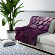 Load image into Gallery viewer, Dragon Scales Shades of Violet Sherpa Fleece Blanket Throw
